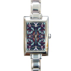 Blue Onn Burgundy Rectangle Italian Charm Watch by kaleidomarblingart