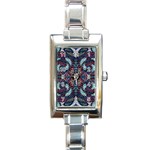 Blue onn burgundy Rectangle Italian Charm Watch Front