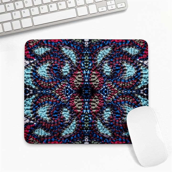 Blue onn burgundy Large Mousepads