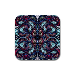 Blue Onn Burgundy Rubber Coaster (square) by kaleidomarblingart