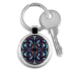 Blue Onn Burgundy Key Chain (round) by kaleidomarblingart