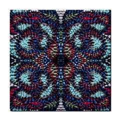 Blue Onn Burgundy Tile Coaster by kaleidomarblingart