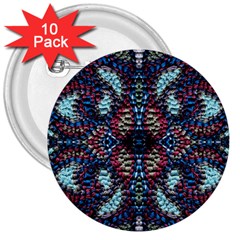 Blue Onn Burgundy 3  Buttons (10 Pack)  by kaleidomarblingart