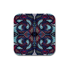 Blue Onn Burgundy Rubber Square Coaster (4 Pack) by kaleidomarblingart