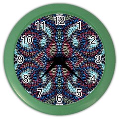 Blue Onn Burgundy Color Wall Clock by kaleidomarblingart