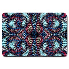 Blue Onn Burgundy Large Doormat  by kaleidomarblingart