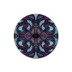 Blue Onn Burgundy Rubber Coaster (round) by kaleidomarblingart