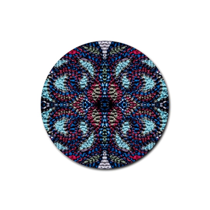 Blue onn burgundy Rubber Round Coaster (4 pack)