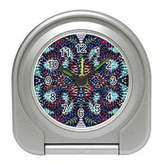 Blue Onn Burgundy Travel Alarm Clock by kaleidomarblingart