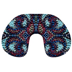 Blue Onn Burgundy Travel Neck Pillow by kaleidomarblingart