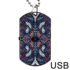 Blue Onn Burgundy Dog Tag Usb Flash (two Sides) by kaleidomarblingart