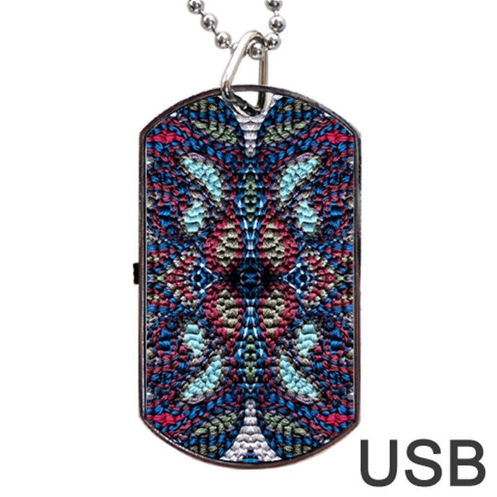 Blue onn burgundy Dog Tag USB Flash (One Side)