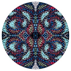 Blue Onn Burgundy Round Trivet by kaleidomarblingart