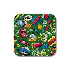 Cartoon Pattern Rubber Coaster (square) by designsbymallika