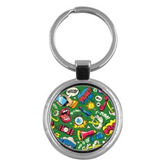 Cartoon Pattern Key Chain (round) by designsbymallika