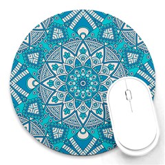 Mandala Blue Round Mousepads by zappwaits