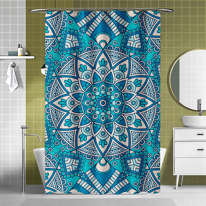 Mandala Blue Shower Curtain 48  x 72  (Small) 