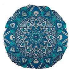 Mandala Blue Large 18  Premium Round Cushions by zappwaits