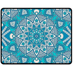 Mandala Blue Double Sided Fleece Blanket (medium)  by zappwaits