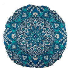 Mandala Blue Large 18  Premium Flano Round Cushions by zappwaits