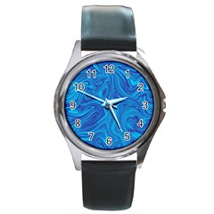 Abstract-pattern-art-desktop-shape Round Metal Watch