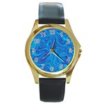 Abstract-pattern-art-desktop-shape Round Gold Metal Watch Front