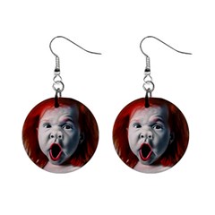 Son Of Clown Boy Illustration Portrait Mini Button Earrings by dflcprintsclothing