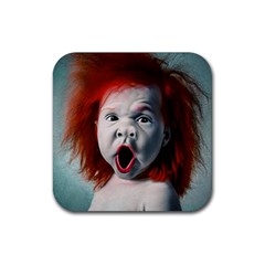 Son Of Clown Boy Illustration Portrait Rubber Coaster (square) by dflcprintsclothing