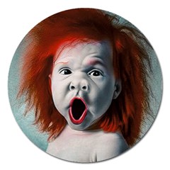 Son Of Clown Boy Illustration Portrait Magnet 5  (round) by dflcprintsclothing