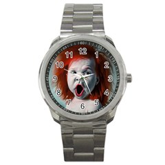 Son Of Clown Boy Illustration Portrait Sport Metal Watch by dflcprintsclothing