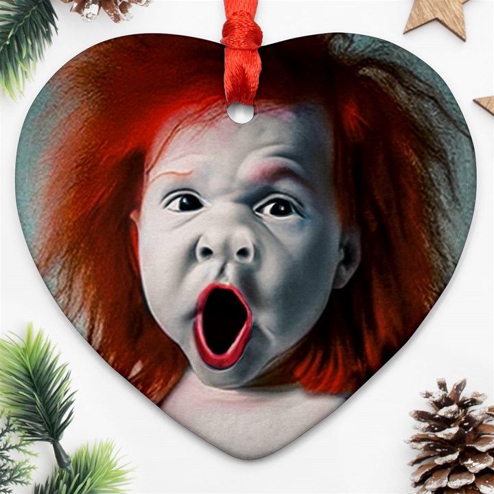 Son Of Clown Boy Illustration Portrait Heart Ornament (Two Sides)