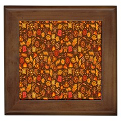 Pattern-orange,seamles,chrismast Framed Tile