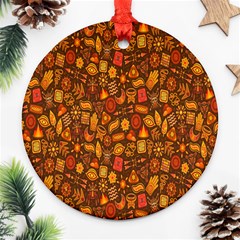 Pattern-orange,seamles,chrismast Ornament (round) by nateshop