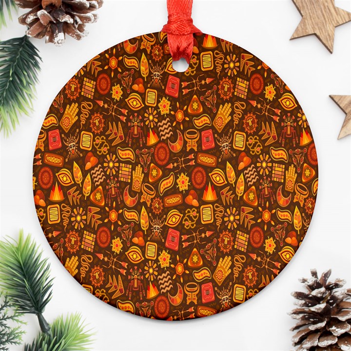 Pattern-orange,seamles,chrismast Ornament (Round)