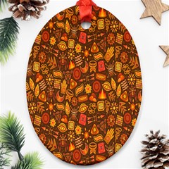 Pattern-orange,seamles,chrismast Ornament (oval) by nateshop