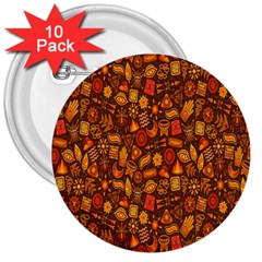 Pattern-orange,seamles,chrismast 3  Buttons (10 Pack)  by nateshop