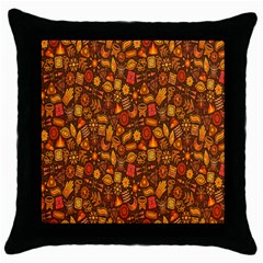 Pattern-orange,seamles,chrismast Throw Pillow Case (black) by nateshop