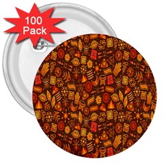 Pattern-orange,seamles,chrismast 3  Buttons (100 Pack)  by nateshop