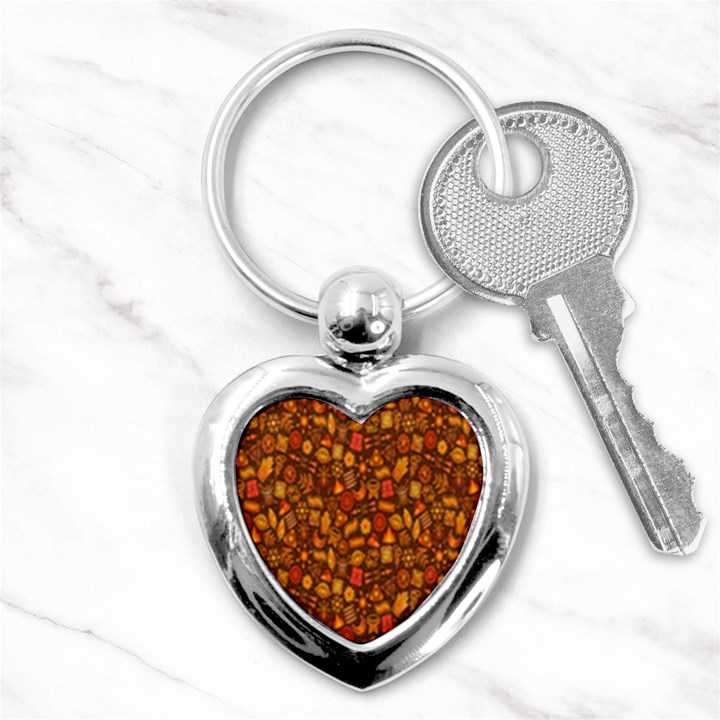 Pattern-orange,seamles,chrismast Key Chain (Heart)