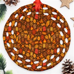 Pattern-orange,seamles,chrismast Ornament (round Filigree) by nateshop