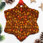 Pattern-orange,seamles,chrismast Snowflake Ornament (Two Sides) Front