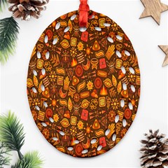 Pattern-orange,seamles,chrismast Ornament (oval Filigree) by nateshop