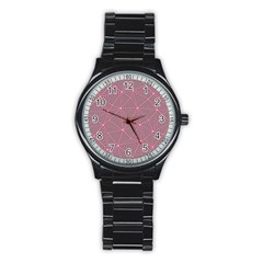 Triangle-line Pink Stainless Steel Round Watch