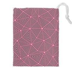 Triangle-line Pink Drawstring Pouch (5xl) by nateshop