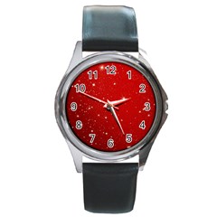 Stars-red Chrismast Round Metal Watch by nateshop