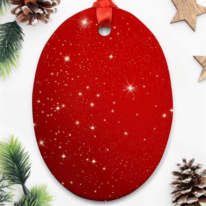 Stars-red Chrismast Ornament (Oval)