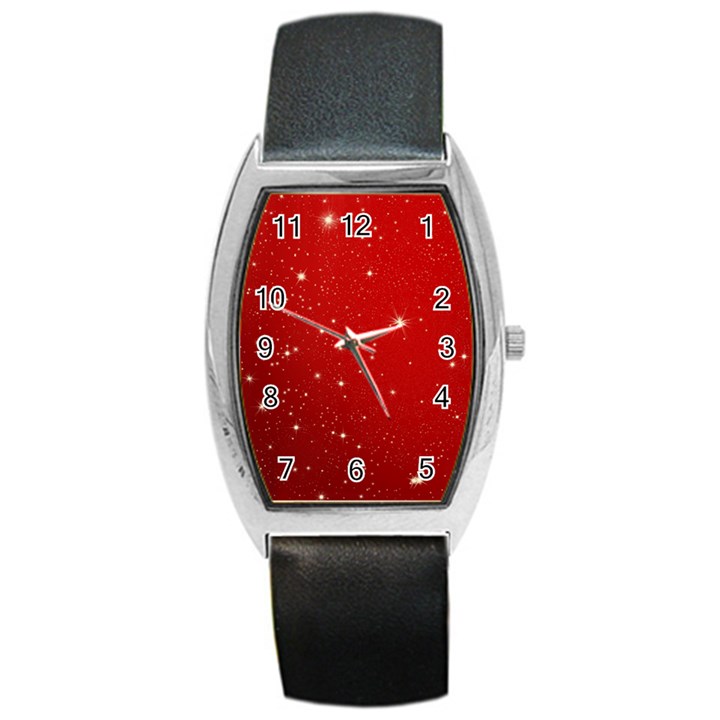 Stars-red Chrismast Barrel Style Metal Watch