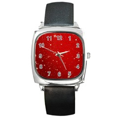 Stars-red Chrismast Square Metal Watch by nateshop