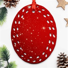 Stars-red Chrismast Oval Filigree Ornament (two Sides) by nateshop