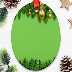 New-year-green Oval Ornament (two Sides)